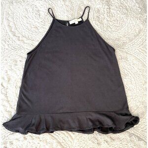 Loft Blue Spaghetti Halter Top with Ruffle Accents Women's Size M